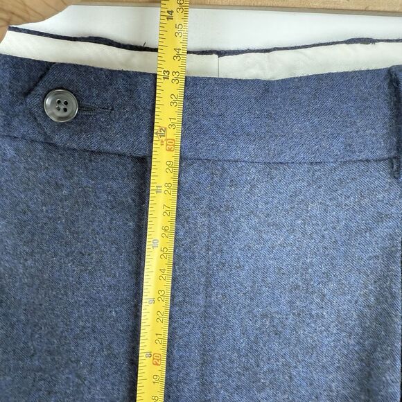 Paul Frederick Men’s 36x29 Navy Blue Pleated Dress Pants Cuffed Wool Cashmere - Picture 13 of 14